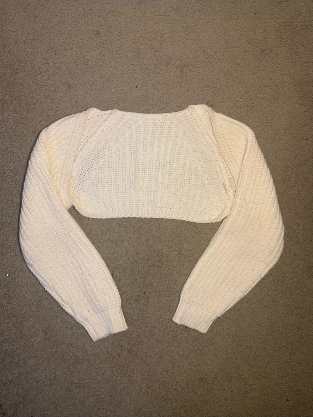 SHEIN Off-Shoulder White Cropped Knit Sweater